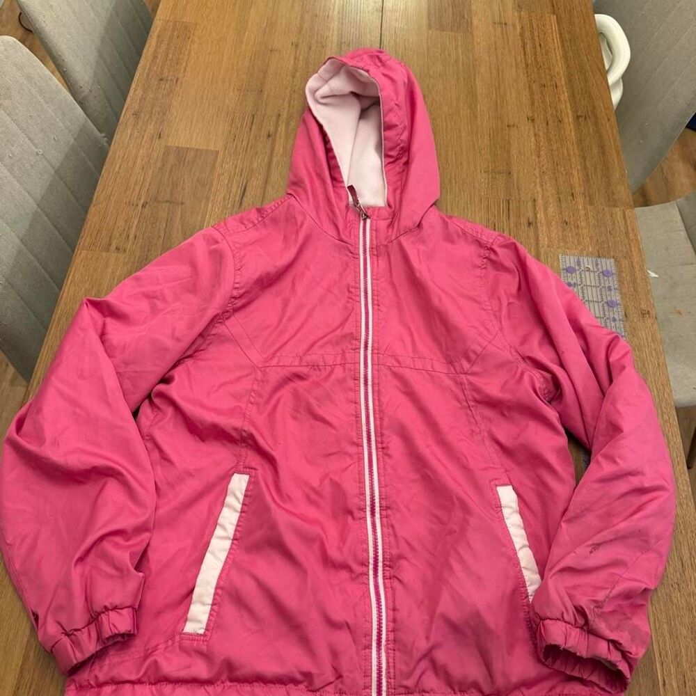 Whales Tail Outerwear Girls Large 12-14 Pink Fleece Lined Hooded Jacket Play Coa